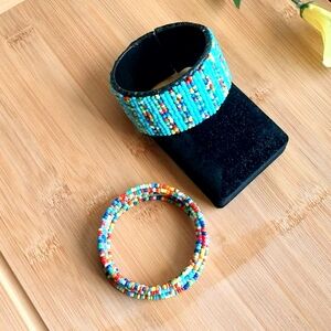 2PC Beautiful Kenyan Beaded Bracelet Set